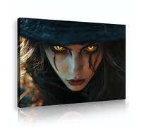 Poster di streghe vintage Halloween Wall Art primo piano di una strega Face Painting stampe Goth Dark Moody Wall Decor per soggiorno 50x75cm Innerframe