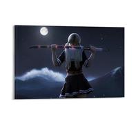 Poster di una ragazza che porta una spada samurai poster vintage arte artistica da parete, decorazione estetica, soggiorno, camera dei bambini, dormitorio, bar, bagno, adatto per camera da letto