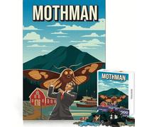 Poster di viaggio con l'immagine di Mothman Cryptid Attack,arte per adolescenti,puzzle da 1000 pezzi,allenamento intelligente,svago leggero,taglio perfetto,sorpresa festiva (38x52cm)