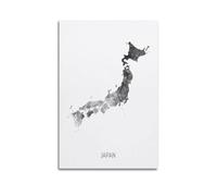 Poster di viaggio con mappa ad acquerello del Giappone n. 3, poster decorativo da parete su tela, poster decorativo moderno per camera da letto, per camera da letto, 60 x 90 cm