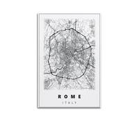 Poster di viaggio con mappa stradale circolare di Roma, poster moderno artistico da parete su tela, decorazione estetica 40 x 60 cm, senza cornice