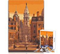 Poster di viaggio della città di Philadelphia, puzzle da 1000 pezzi per adolescenti, gioco divertente per lo sviluppo cognitivo, regalo speciale per una celebrazione premurosa, dimensioni 38x26cm