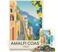 Poster di viaggio della Costiera Amalfitana,Italia,puzzle da 1000 pezzi per ragazzi,gioco cognitivo,Zero Gap,incastro perfetto,compatto,divertente per il tempo di gioco in famiglia (50x75cm)