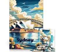 Poster di viaggio della Sydney Opera House per adolescenti, puzzle da 1000 pezzi, gioco per allenare la mente, gioco di gruppo, taglio di precisione, regalo per festival 50x75cm
