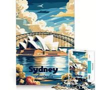 Poster di viaggio della Sydney Opera House per adolescenti, puzzle da 1000 pezzi, gioco per allenare la mente, gioco di gruppo, taglio di precisione, regalo per festival 38x52cm