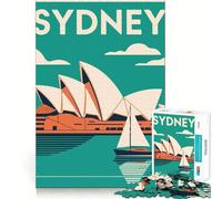 Poster di viaggio della Sydney Opera House per adolescenti, puzzle da 1000 pezzi, memoria, luce, relax, design, assemblaggio, decorazione murale 38x52cm