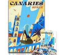 Poster di viaggio delle Canarie in Spagna, puzzle per adulti da 1000 pezzi, aiuta il cervello a esercitare i giocattoli avvincenti per coltivare la pazienza, un'opera d'arte 75x50cm