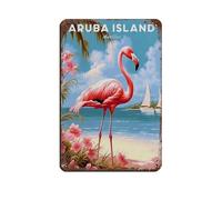 Poster di viaggio dell'isola di Aruba, poster dei Caraibi, retrò, in metallo, stile chic, retrò, pittura in ferro, decorazione da parete, per bar, grotte, bar, famiglie, garage, 20 x 30 cm