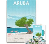 Poster di viaggio dell'isola di Aruba, puzzle da 1000 pezzi per adulti, antistress, sfida difficile, adatto per la decorazione della scrivania, 38x26cm