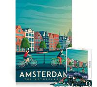 Poster di viaggio di Amsterdam per adulti, puzzle da 1000 pezzi, stimolante cognitivo, per il tempo libero e il piacere, con chiusura sicura, per un Natale gioioso (38x26cm)