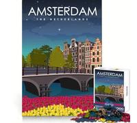 Poster di viaggio di Amsterdam, puzzle da 1000 pezzi per adolescenti, stimola la capacità di ragionamento, divertimento senza stress, bordi puliti, accogliente regalo di Natale (38x52cm)