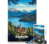 Poster di viaggio di Bariloche, Argentina, puzzle difficile per adulti, 1000 pezzi, sfida intelligente, svago, evasione, lucchetto fine, regalo premuroso (38x26cm)