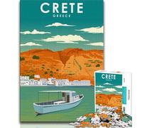 Poster di viaggio di Creta, Grecia, puzzle da 1000 pezzi per adolescenti, giocattolo educativo ideale come regalo per tutta la famiglia, 50x75cm