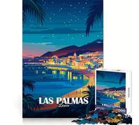 Poster di viaggio di Las Palmas,Spagna,per adolescenti,puzzle da 1000 pezzi,stimolante per la memoria,per un momento di relax,con taglio netto,ideale come regalo (38x52cm)