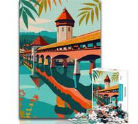 Poster di viaggio di Lucerna, puzzle per adolescenti, 1000 puzzle, sfida difficile antistress, regalo per tutta la famiglia, 38x26cm