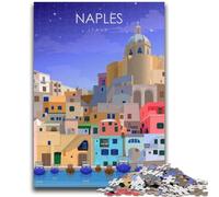 Poster di viaggio di Napoli, Italia, 1000 pezzi, puzzle per adulti, regali per sfide di gioco educativo, giocattoli, regali di compleanno, regali, arte murale 1000 pezzi (50x75cm)