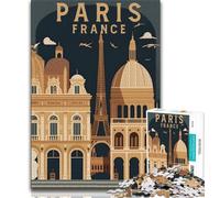 Poster di viaggio di Parigi, Francia, puzzle da 1000 pezzi per adolescenti, aiuta il cervello a esercitare giocattoli avvincenti per coltivare la pazienza, gioco di sfida unico 75x50cm