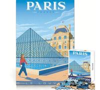 Poster di viaggio di Parigi,Francia Puzzle da 1000 pezzi per adulti Puzzle che stimola la logica,ideale per una fuga rilassante e precisa Regalo speciale (38x26cm)