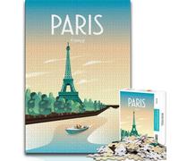 Poster di viaggio di Parigi, Francia, puzzle per adolescenti, puzzle da 1000 pezzi, aiuta il cervello a esercitare i giocattoli avvincenti per coltivare la pazienza, un'opera d'arte 75x50cm