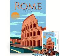 Poster di viaggio di Roma, Italia, puzzle da 1000 pezzi per adolescenti, puzzle stimolante, gioco rilassante, ritaglio chiaro, regalo per festival (38x26cm)