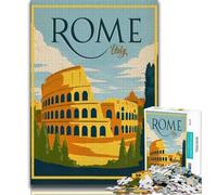 Poster di viaggio di Roma, Italia, puzzle da 1000 pezzi per adulti e adolescenti, giocattolo educativo intellettuale decomprimente, regalo di compleanno, regali, arte murale 50x75cm