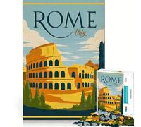 Poster di viaggio di Roma, Italia, puzzle da 1000 pezzi per ragazzi, gioco intelligente, gioco di gruppo, immagine da assemblare, decorazione murale (38x52cm)