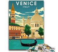 Poster di viaggio di Venezia, Italia, puzzle per adulti e ragazzi, 1000 pezzi, giocattoli, giochi educativi, antistress, lista dei desideri con Babbo Natale, 1000 pezzi (26x38cm)
