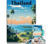Poster di viaggio in Thailandia, puzzle da 1000 pezzi per adulti e adolescenti, sfida difficile antistress, migliora l'amore tra coppie, 50x75cm