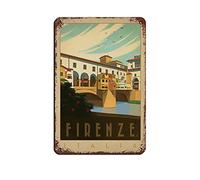 Poster di viaggio Italia Firenze Targa in metallo vintage 8X12 pollici Home Office Kitchen Pub Club Cafe Bar Farm Restaurant Collezione Metal Wall Art Targa retrò