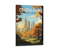 Poster di viaggio New York, Central Park in autunno.jpg, poster moderno da parete su tela, decorazione estetica 30 x 45 cm, con cornice
