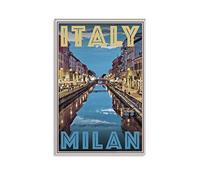 Poster di viaggio o tela in stile vintage retrò - Milano Italia Wall Art World Travel Vaca 60 x 90 cm