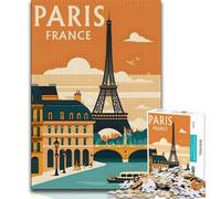 Poster di viaggio Parigi Francia Puzzle per adulti 1000 pezzi, aiuta il cervello ad allenarsi Giocattoli avvincenti per coltivare la pazienza Gioco di sfida unico 75x50cm