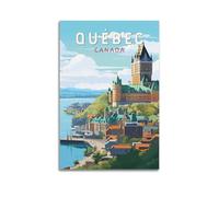 Poster di viaggio Québec Canada, paesaggio urbano panoramico con vista storica sulla fortezza e sul fiume.jpg, poster artistico da parete su tela per stanza, 40 x 60 cm, senza cornice