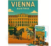 Poster di viaggio vintage di Vienna,Austria Puzzle da 1000 pezzi,divertente per allenare la mente,con incastri precisi e senza spazi vuoti,attività per rafforzare i legami affettivi (38x52cm)