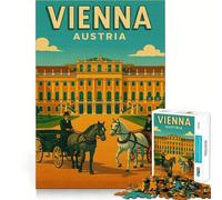 Poster di viaggio vintage di Vienna,Austria Puzzle da 1000 pezzi,gioco creativo,incastro perfetto,nessun pezzo si stacca,attività per rafforzare i legami affettivi (38x26cm)