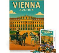 Poster di viaggio vintage di Vienna, Austria, puzzle da 1000 pezzi per adolescenti, stimola la mente, favorisce una fuga pacifica, si incastra saldamente e rende il Natale gioioso (38x52cm)