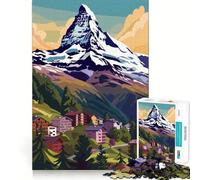Poster di viaggio Zermatt,puzzle da 1000 pezzi per adolescenti,gioco di memoria e concentrazione,taglio di qualità professionale,attività rilassante di gruppo al chiuso (38x26cm)