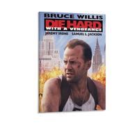 Poster Die Hard - Poster iconico thriller d'azione su tela, motivo: poliziotto solitario che combatte i terroristi in un grattacielo, stampa artistica da parete su tela, decorazione per la stanza, 50