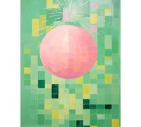 Poster discoteca astratto retrò geometrico sfera rosa arte da parete...