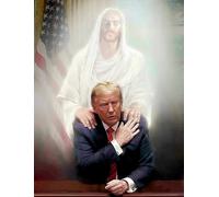 Poster divertente con la preghiera del presidente Donald e Gesù, cartello in metallo per casa, bar, caffetteria, decorazione da parete per casa, garage, caverna dell'uomo, cartello in metallo, 12x16 p