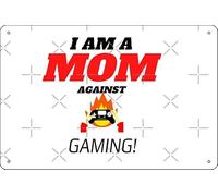 Poster divertente in metallo con scritta "I am a mon against GAMING!", 20 x 30 cm, decorazione da parete