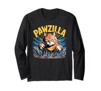 Poster divertente retrò a fumetti Monster Pawzilla Orange Cat di Chicago Maglia a Manica