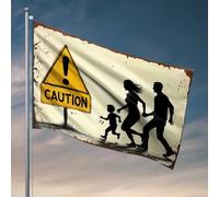 Poster divertenti per dormitorio universitario Attenzione: la famiglia che scappa via bandiera stanza decora roba fresca per la tua stanza (30 x 45 cm)