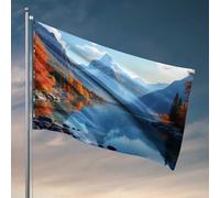 Poster divertenti per dormitorio universitario autunnale riflessioni sulle montagne bandiera inverno casa bandiera decorazione porta (60 x 90 cm)