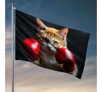 Poster divertenti per dormitorio universitario con gatti da boxe in guanti rossi. Bandiera da appendere all'aperto poster decorativo per dormitorio universitario (60 x 90 cm)