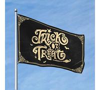 Poster divertenti per dormitorio universitario con scritta "Dolcetto o scherzetto" di Halloween, 1 roba da bagno, bandiere per auto per stanza (60 x 90 cm)