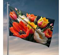 Poster divertenti per dormitorio universitario con tulipani colorati che fioriscono in primavera bandiera stanza decorazione roba fresca per la tua stanza (152 x 244 cm)