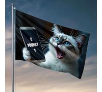 Poster divertenti per dormitorio universitario con un gatto che tiene un telefono con il testo "U Poopin?" bandiera divertente da giardino bandiere country boy (120 x 180 cm)