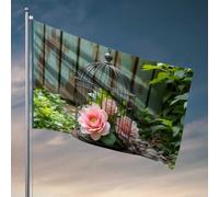 Poster divertenti per dormitorio universitario decorazione floreale in una gabbia per uccelli bandiera dormitorio bandiere per ragazzi cartello portico (152 x 244 cm)