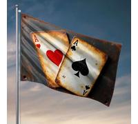 Poster divertenti per dormitorio universitario, due carte da gioco vintage: asso di cuori e asso di picche. Bandiere divertenti da giardino bandiere country boy (30 x 45 cm)